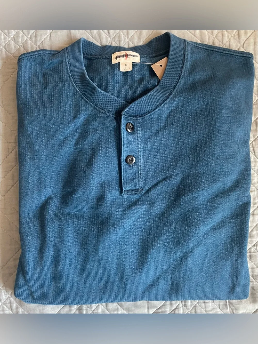 J. CREW Dense cotton herringbone henley in Granite Blue Size S NWT $79.50 CR408